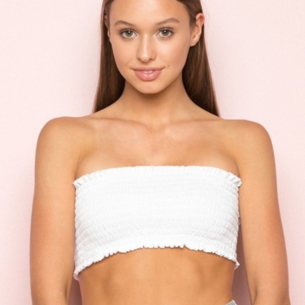NWOT Brandy Melville White Ruched Bandeau Top